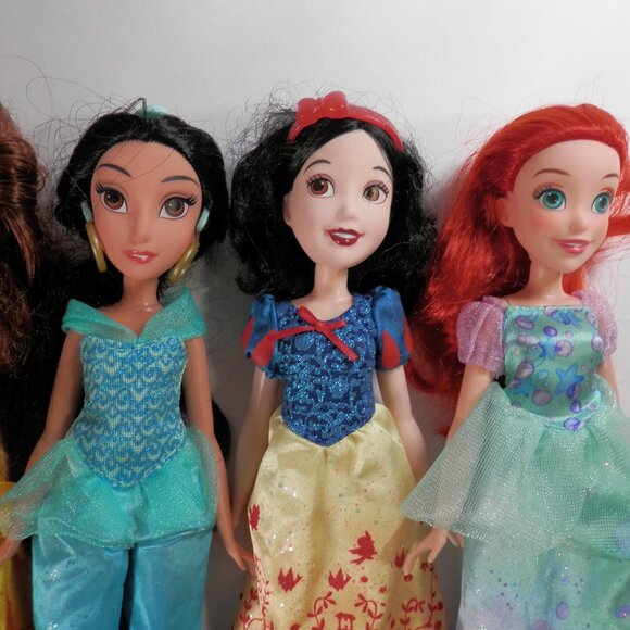 6 Disney Princess Hasbro Royal Shimmer Dolls Pocahontas Belle Jasmine Ariel - Picture 2 of 10